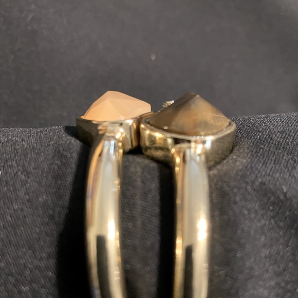 Gold bangles with peach and brown gems - Picture 2 of 3